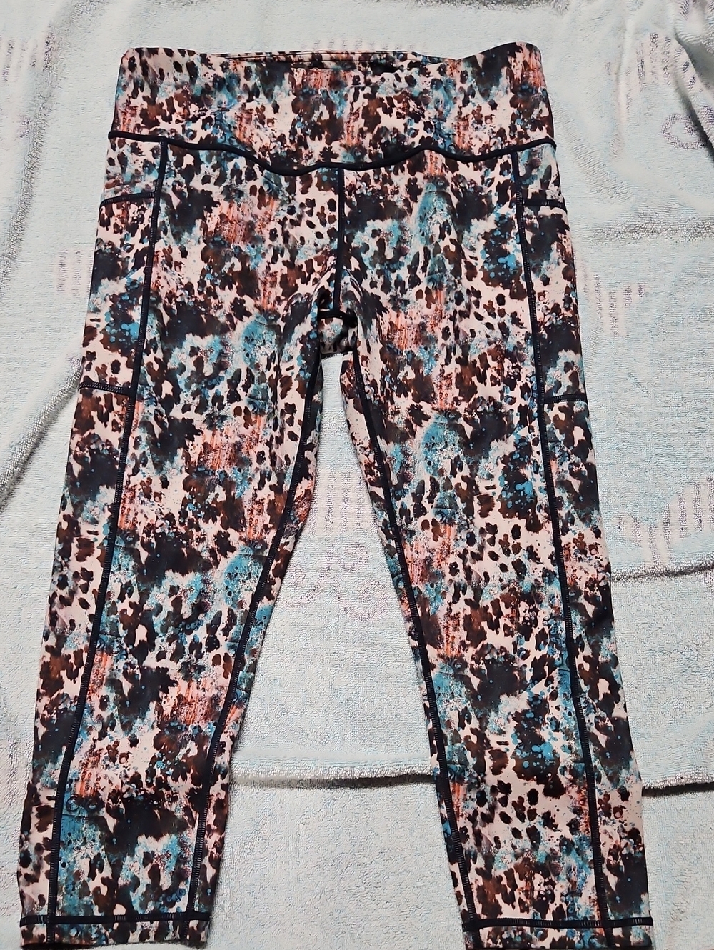 Constantly Varied Gear  Printed Capris in Tan,Teal & Brown